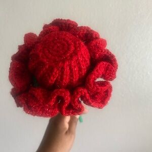 Handmade Red Crochet Flower
